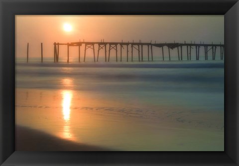 Framed Morning Pier Sunrise, Cape May New Jersey Print