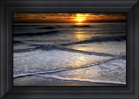 Framed Sunset Reflection On Beach, Cape May NJ Print