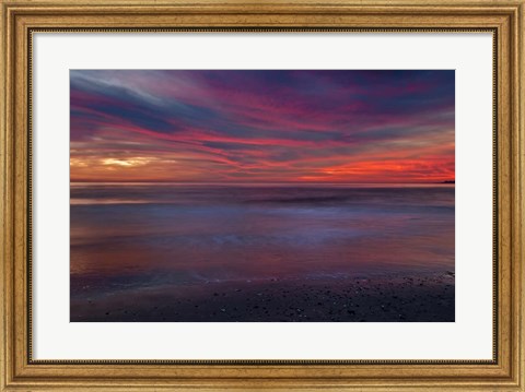 Framed Purple-Colored Sunrise On Ocean Shore, Cape May NJ Print