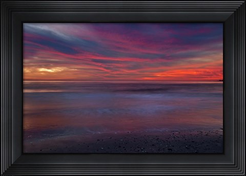 Framed Purple-Colored Sunrise On Ocean Shore, Cape May NJ Print