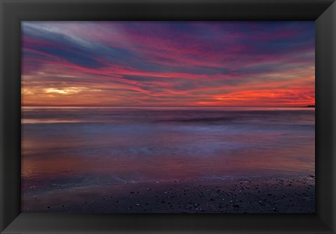 Framed Purple-Colored Sunrise On Ocean Shore, Cape May NJ Print