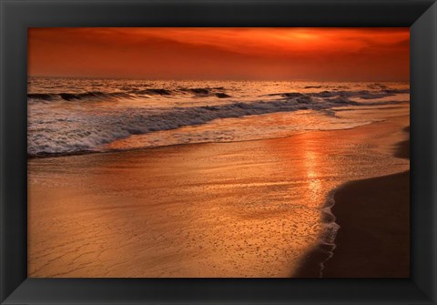 Framed Sunset Reflections Off Clouds And Ocean Shore, Cape May NJ Print