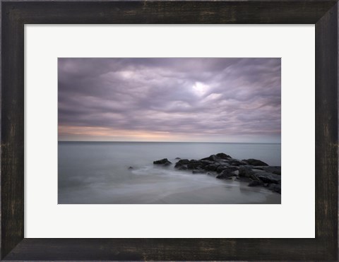 Framed Sunrise On Stormy Beach Landscape, Cape May National Seashore, NJ Print