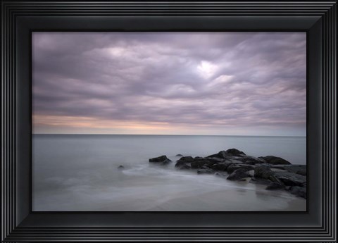 Framed Sunrise On Stormy Beach Landscape, Cape May National Seashore, NJ Print