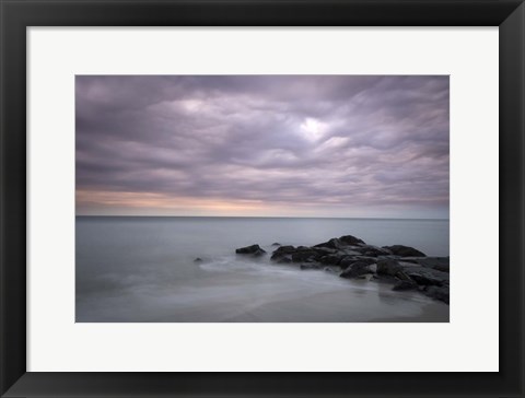 Framed Sunrise On Stormy Beach Landscape, Cape May National Seashore, NJ Print