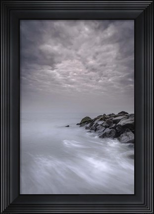 Framed Stormy Beach Landscape, Cape May National Seashore, NJ Print