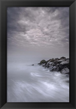 Framed Stormy Beach Landscape, Cape May National Seashore, NJ Print