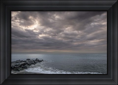 Framed Sunrise On Stormy Beach Landscape, Cape May National Seashore, NJ Print