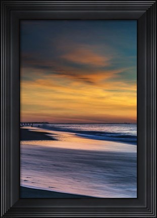 Framed Sunrise On Winter Shoreline 1, Cape May National Seashore, NJ Print