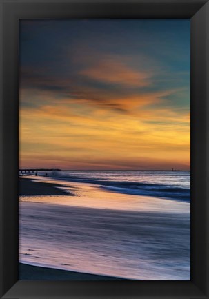 Framed Sunrise On Winter Shoreline 1, Cape May National Seashore, NJ Print