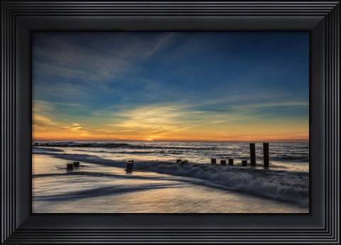 Framed Sunrise On Winter Shoreline 2, Cape May National Seashore, NJ Print