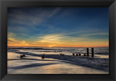 Framed Sunrise On Winter Shoreline 2, Cape May National Seashore, NJ Print