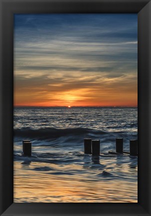 Framed Sunrise On Winter Shoreline 3, Cape May National Seashore, NJ Print