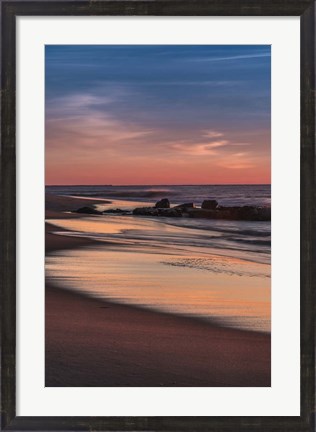 Framed Sunrise On Winter Shoreline 4, Cape May National Seashore, NJ Print
