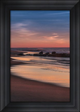 Framed Sunrise On Winter Shoreline 4, Cape May National Seashore, NJ Print