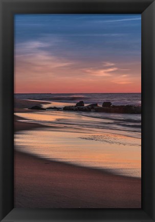 Framed Sunrise On Winter Shoreline 4, Cape May National Seashore, NJ Print