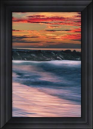 Framed Sunrise On Winter Shoreline 5, Cape May National Seashore, NJ Print