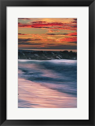 Framed Sunrise On Winter Shoreline 5, Cape May National Seashore, NJ Print