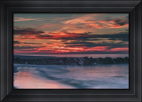 Framed Sunrise On Winter Shoreline 6, Cape May National Seashore, NJ Print