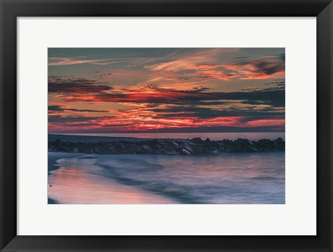 Framed Sunrise On Winter Shoreline 6, Cape May National Seashore, NJ Print