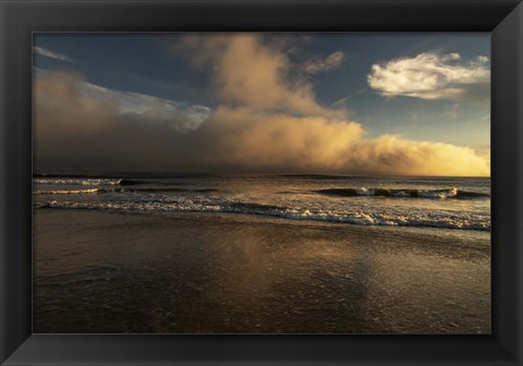 Framed Sunrise On Ocean Shore 2, Cape May National Seashore, NJ Print