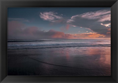 Framed Sunset On Ocean Shore 3, Cape May National Seashore, NJ Print