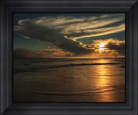 Framed Sunrise On Ocean Shore 4, Cape May National Seashore, NJ Print