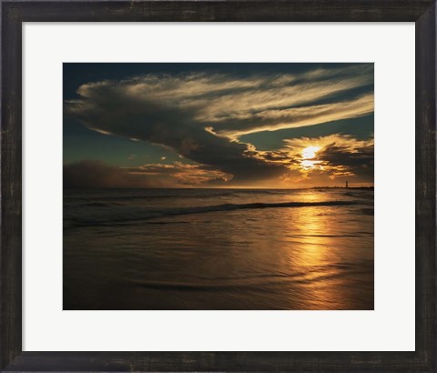 Framed Sunrise On Ocean Shore 4, Cape May National Seashore, NJ Print