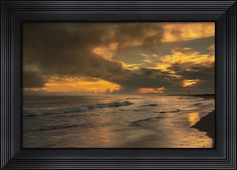 Framed Sunrise On Ocean Shore 5, Cape May National Seashore, NJ Print