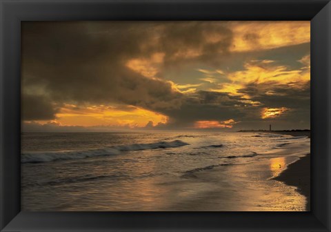 Framed Sunrise On Ocean Shore 5, Cape May National Seashore, NJ Print