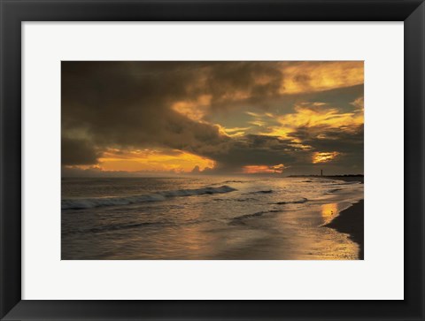 Framed Sunrise On Ocean Shore 5, Cape May National Seashore, NJ Print