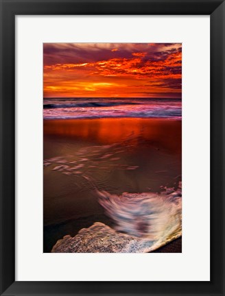 Framed Sunset Reflection on Beach 1, Cape May, NJ Print