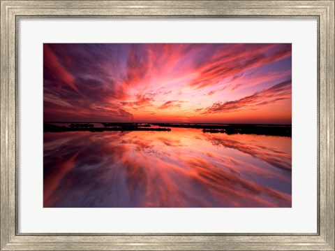 Framed Sunset Reflection on Beach 3, Cape May, NJ Print