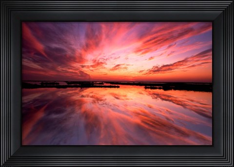 Framed Sunset Reflection on Beach 3, Cape May, NJ Print