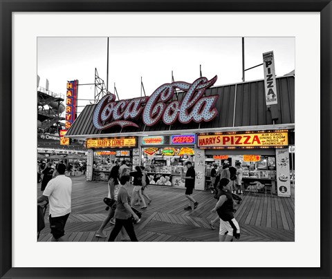 Framed Coca Cola Sign - Boardwalk, Wildwood NJ Print