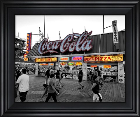 Framed Coca Cola Sign - Boardwalk, Wildwood NJ Print