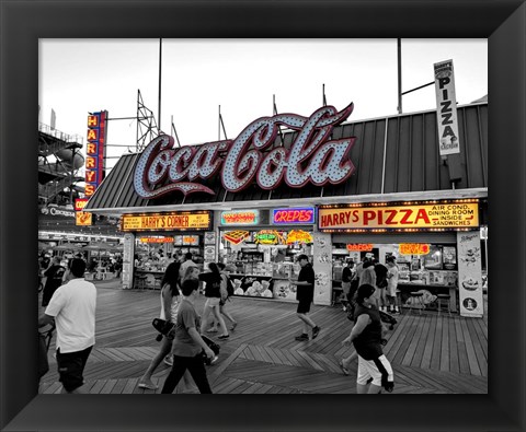 Framed Coca Cola Sign - Boardwalk, Wildwood NJ Print