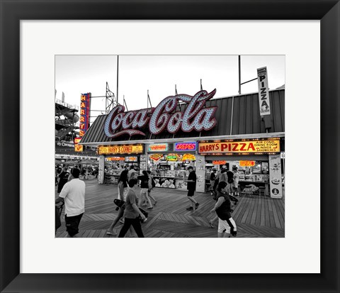 Framed Coca Cola Sign - Boardwalk, Wildwood NJ Print