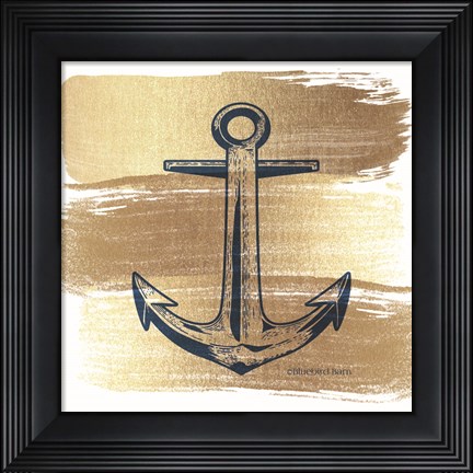 Framed Brushed Gold Anchor Print