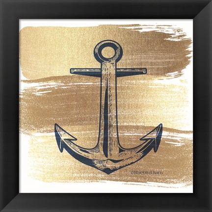 Framed Brushed Gold Anchor Print