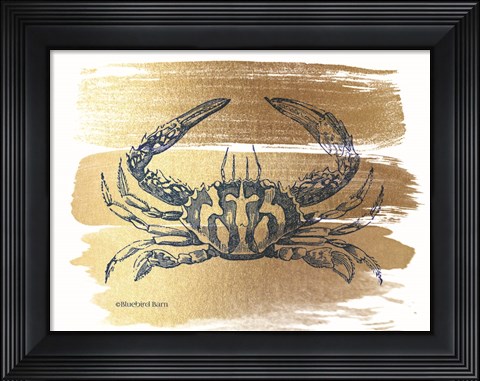 Framed Brushed Gold Crab Print