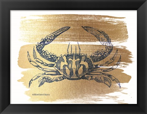 Framed Brushed Gold Crab Print