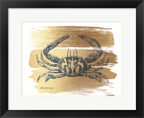 Framed Brushed Gold Crab Print