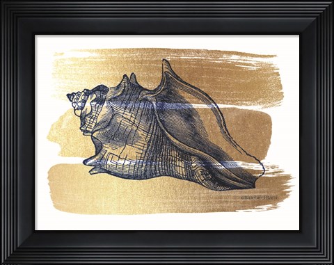 Framed Brushed Gold Seashell Print