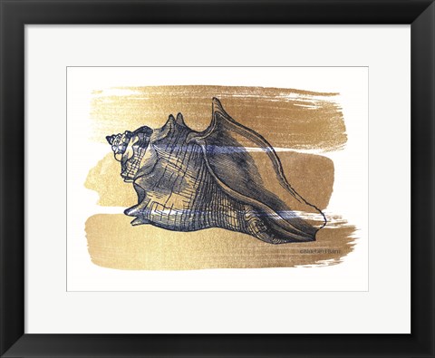 Framed Brushed Gold Seashell Print