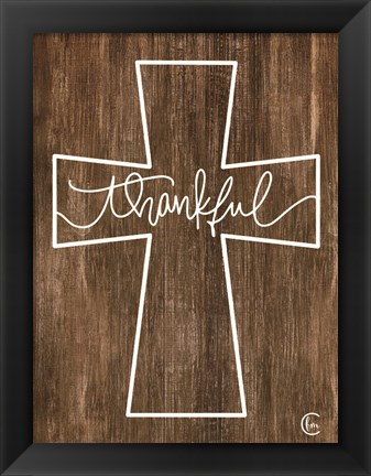 Framed Thankful Cross Print