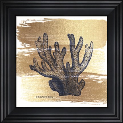Framed Brushed Gold Elkhorn Coral Print
