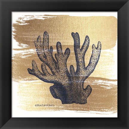 Framed Brushed Gold Elkhorn Coral Print