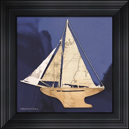 Framed Sailboat Blue I Print