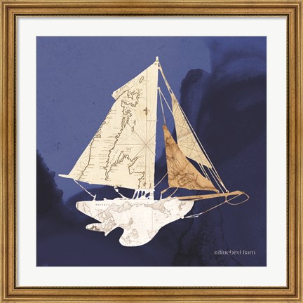 Framed Sailboat Blue II Print